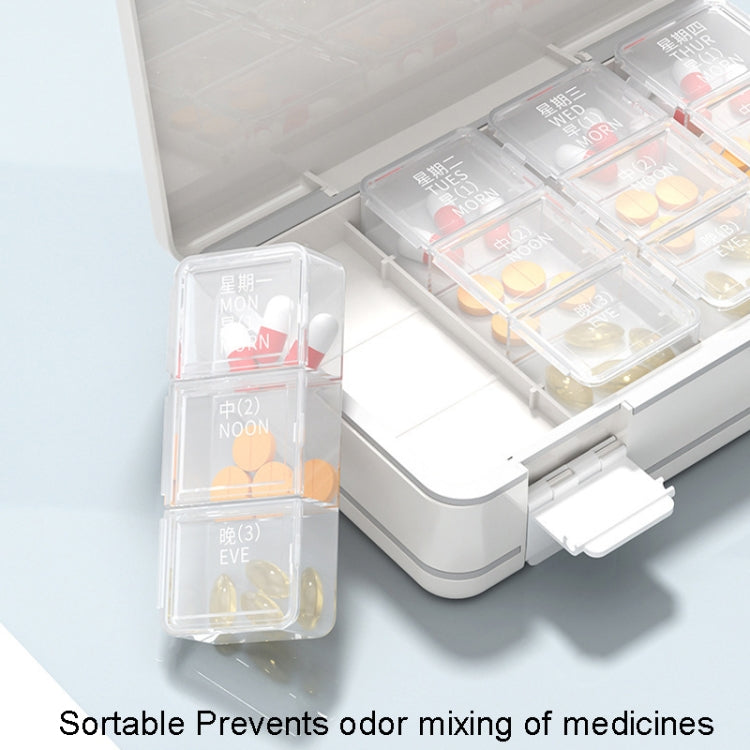 24 Grid Large Capacity Sealing Pills Case 3 Times A Day 7 Day Medicine Organizer Box(Blue)