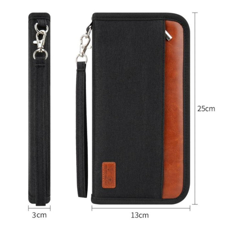 Multifunctional RFID Anti -Theft Passport Package Travel Air Ticket Pocket Card Large Capacity Document Storage Package(Orange)