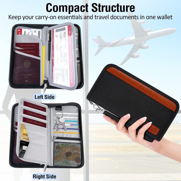 Multifunctional RFID Anti -Theft Passport Package Travel Air Ticket Pocket Card Large Capacity Document Storage Package(Orange)