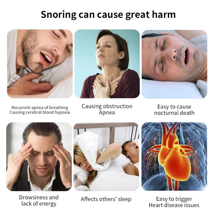 Smart Anti-snoring Device TENS Double Pulse Sound Wave Induction Sleep Snoring Breathing Corrector(Black)