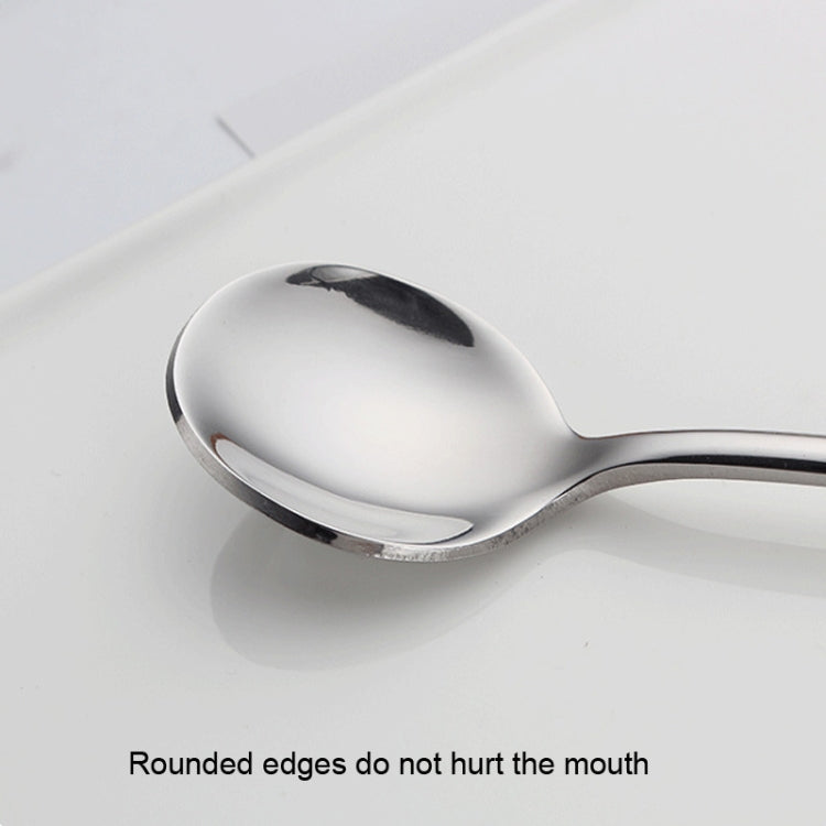 304 Stainless Steel Long Handle Thickened Round Spoon Coffee Ice Drink Mixing Spoon, Color: Stainless Steel Color