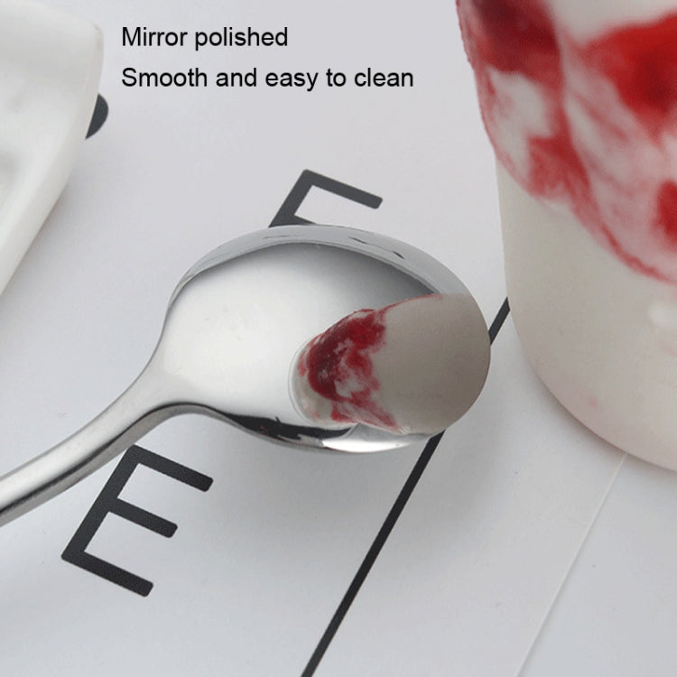 304 Stainless Steel Long Handle Thickened Round Spoon Coffee Ice Drink Mixing Spoon, Color: Stainless Steel Color