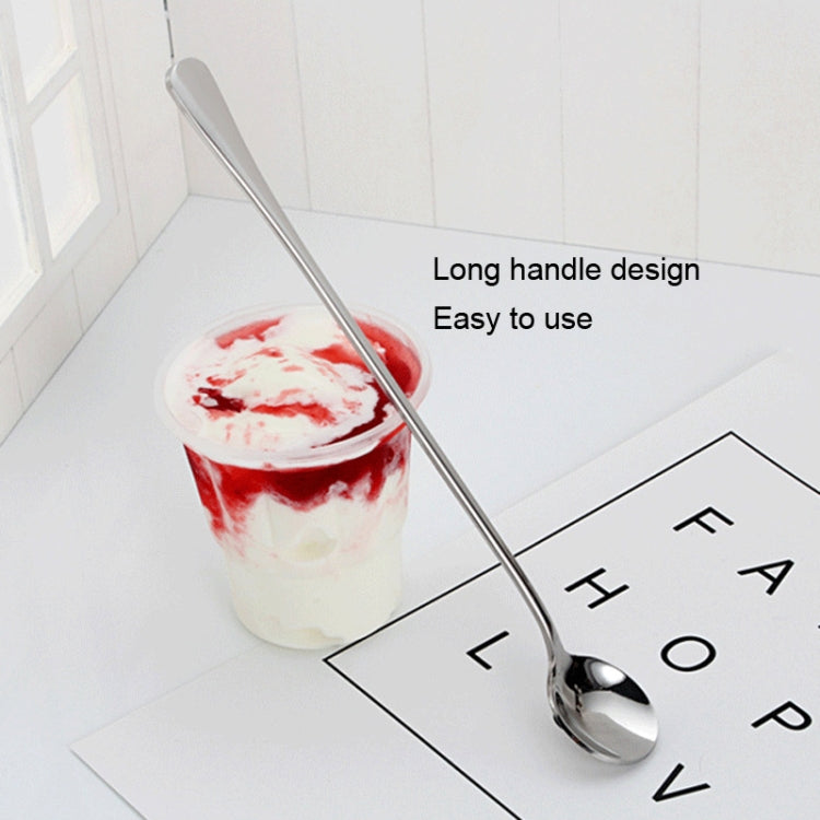 304 Stainless Steel Long Handle Thickened Round Spoon Coffee Ice Drink Mixing Spoon, Color: Stainless Steel Color