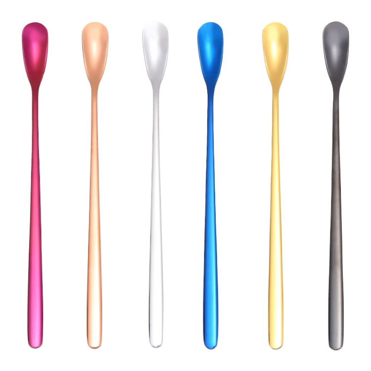 15cm 304 Stainless Steel Spoon Coffee Square Head Spoon Long Handle Mixing Spoon, Color: Blue