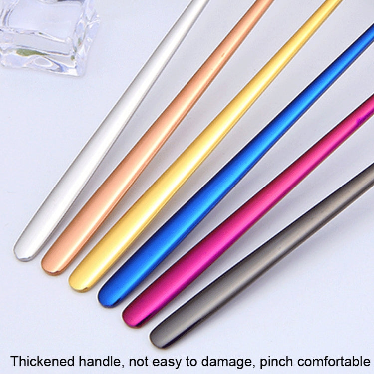 15cm 304 Stainless Steel Spoon Coffee Square Head Spoon Long Handle Mixing Spoon, Color: Blue