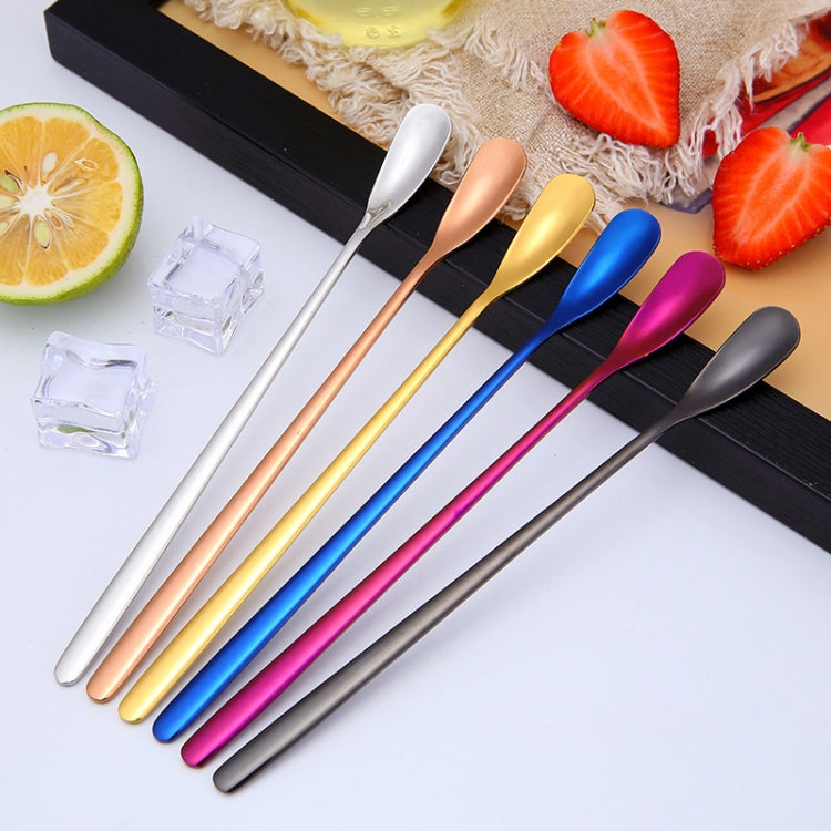 15cm 304 Stainless Steel Spoon Coffee Square Head Spoon Long Handle Mixing Spoon, Color: Blue