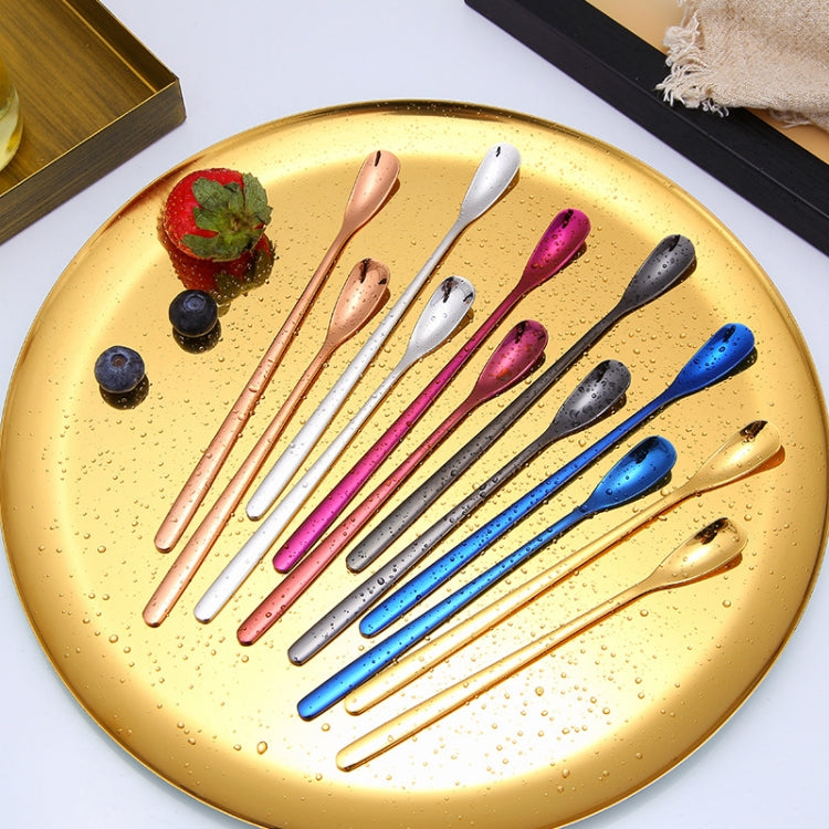 15cm 304 Stainless Steel Spoon Coffee Square Head Spoon Long Handle Mixing Spoon, Color: Blue