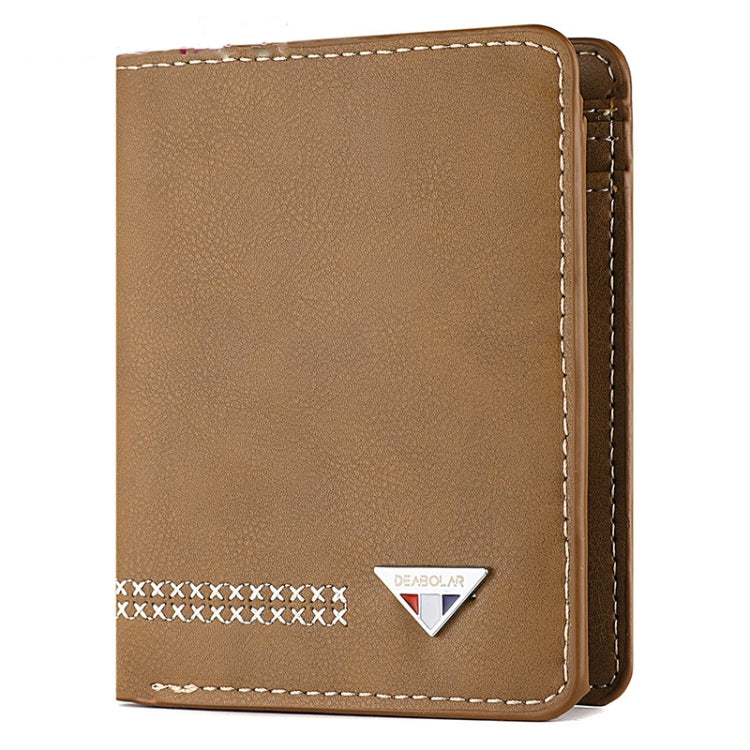 DEABOLAR Men Wallet Retro Casual Short Multi-card Holder Driver License Case(Brown)