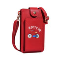 Ladies Mobile Phone Bag One Shoulder Messenger Mini Bag Printed Long Card Holder Wallet(Red)