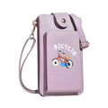 Ladies Mobile Phone Bag One Shoulder Messenger Mini Bag Printed Long Card Holder Wallet(Purple)
