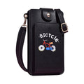 Ladies Mobile Phone Bag One Shoulder Messenger Mini Bag Printed Long Card Holder Wallet(Black)