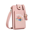 Ladies Mobile Phone Bag One Shoulder Messenger Mini Bag Printed Long Card Holder Wallet(Pink)