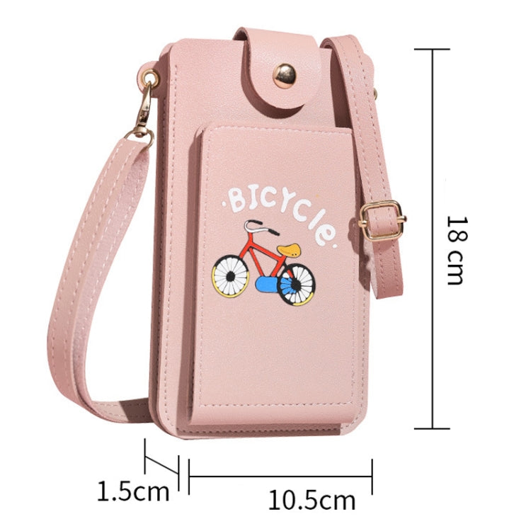 Ladies Mobile Phone Bag One Shoulder Messenger Mini Bag Printed Long Card Holder Wallet(Black)