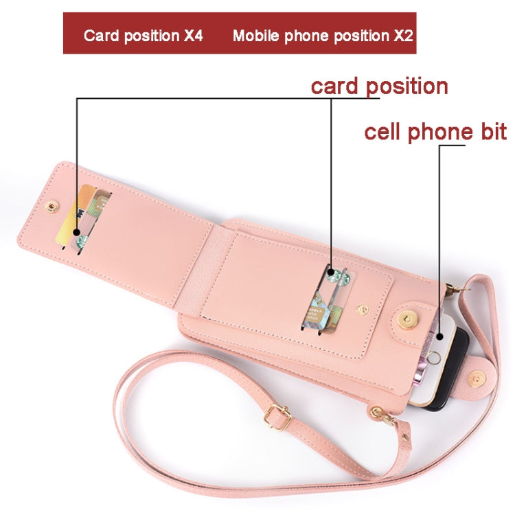 Ladies Mobile Phone Bag One Shoulder Messenger Mini Bag Printed Long Card Holder Wallet(Pink)