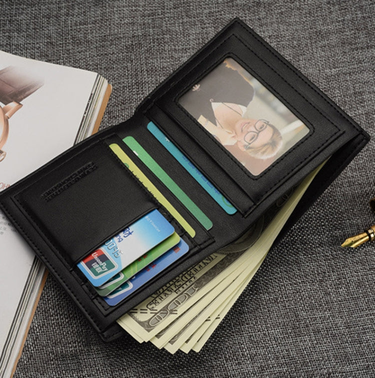 Men Short Wallet Business Coin Purse Card Holder Money Bag(730-1 Horizontal)