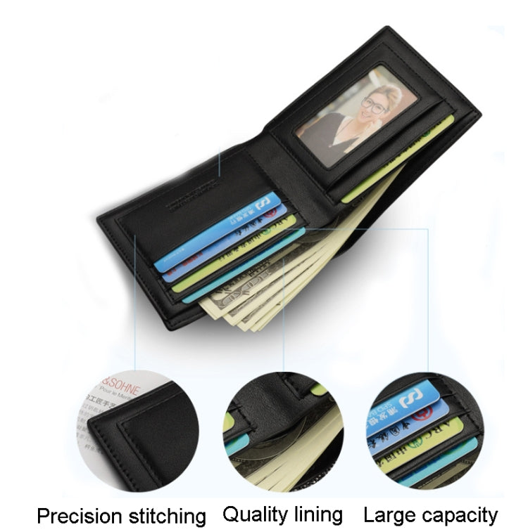 Men Short Wallet Business Coin Purse Card Holder Money Bag(738-1 Horizontal)