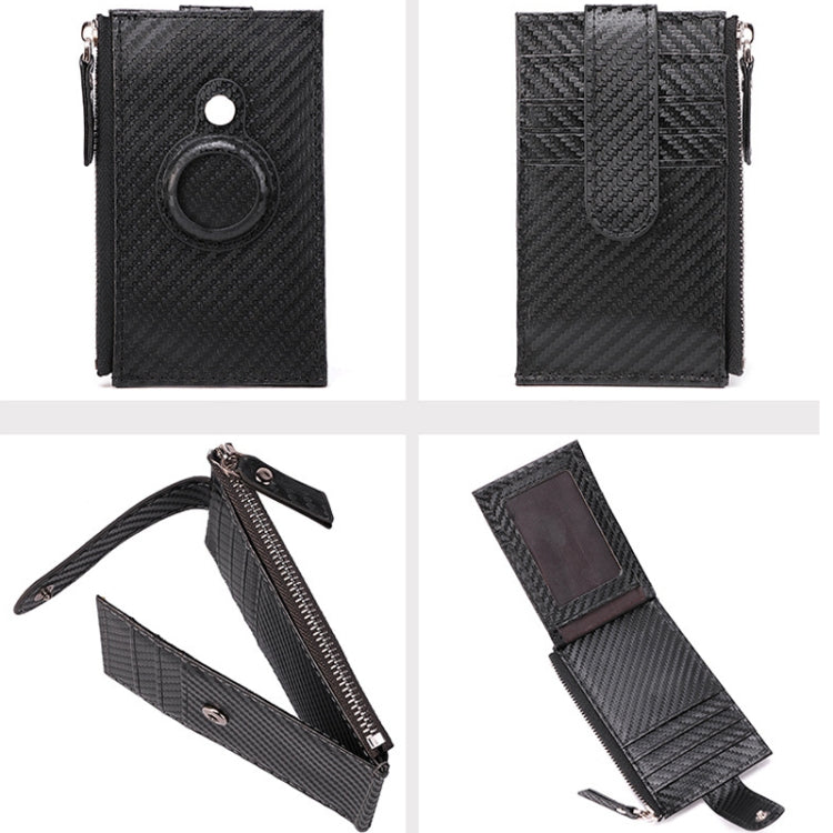 For Airtag Tracker Case Carbon Fiber Credit Card Holder Wallet(Black)