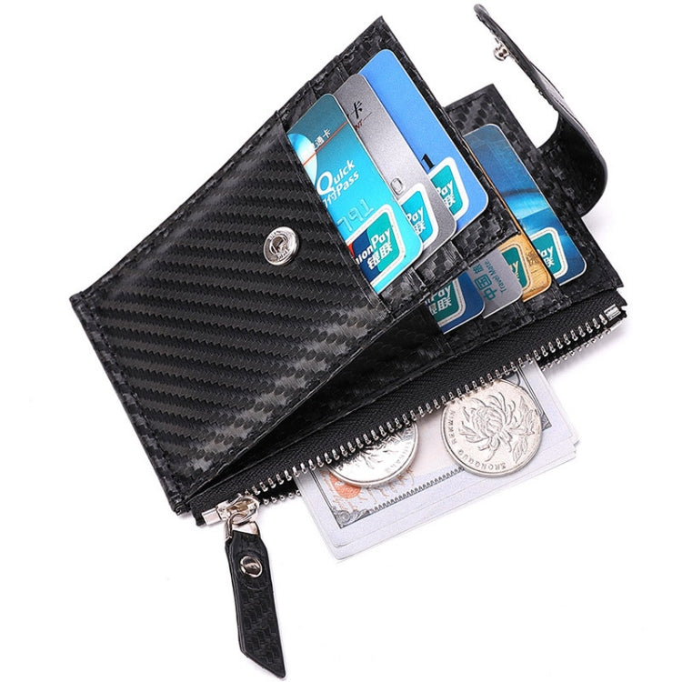 For Airtag Tracker Case Carbon Fiber Credit Card Holder Wallet(Black)