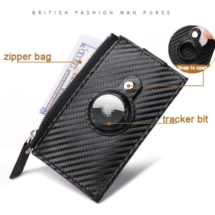 For Airtag Tracker Case Carbon Fiber Credit Card Holder Wallet(Black)
