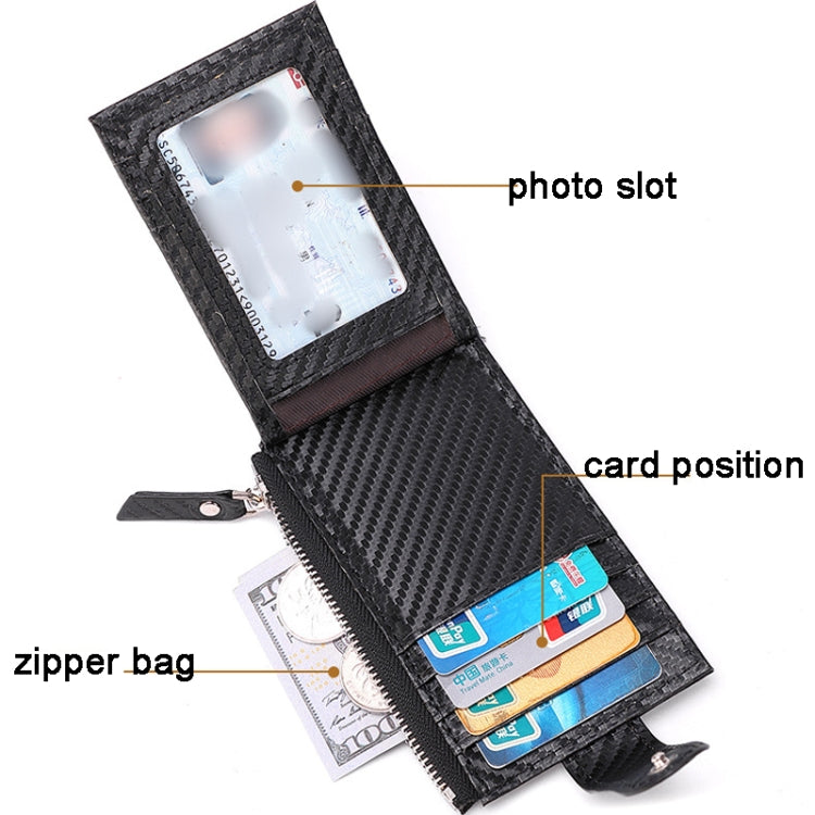 For Airtag Tracker Case Carbon Fiber Credit Card Holder Wallet(Coffee)