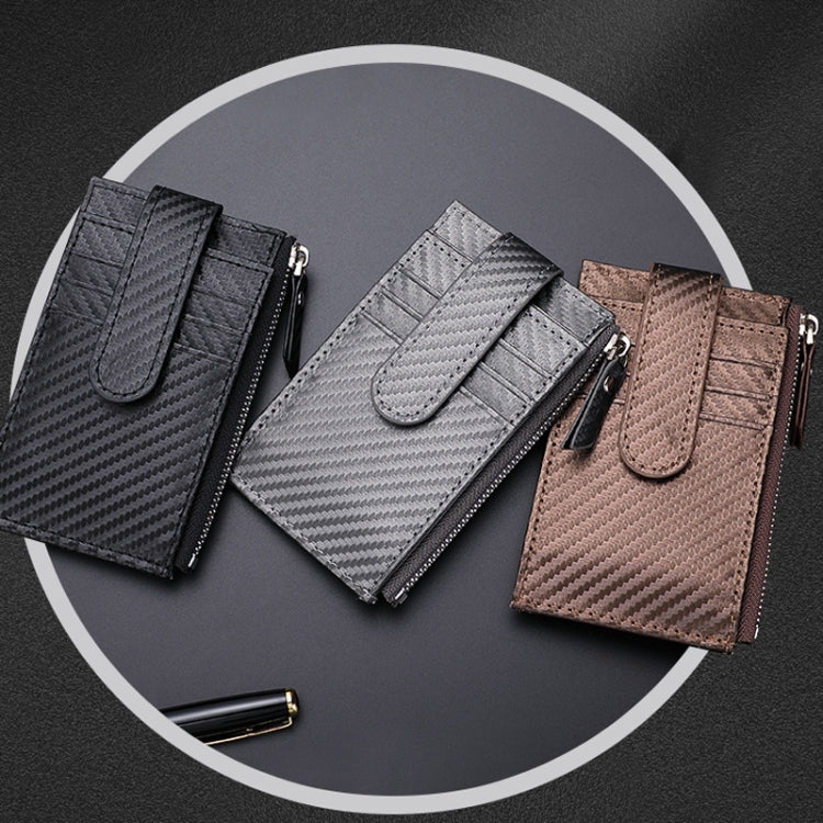 For Airtag Tracker Case Carbon Fiber Credit Card Holder Wallet(Black)
