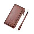DEABOLAR Men Long Wallet Retro PU Soft Leather Hand Strap Clutch Mobile Phone Bag(Brown)