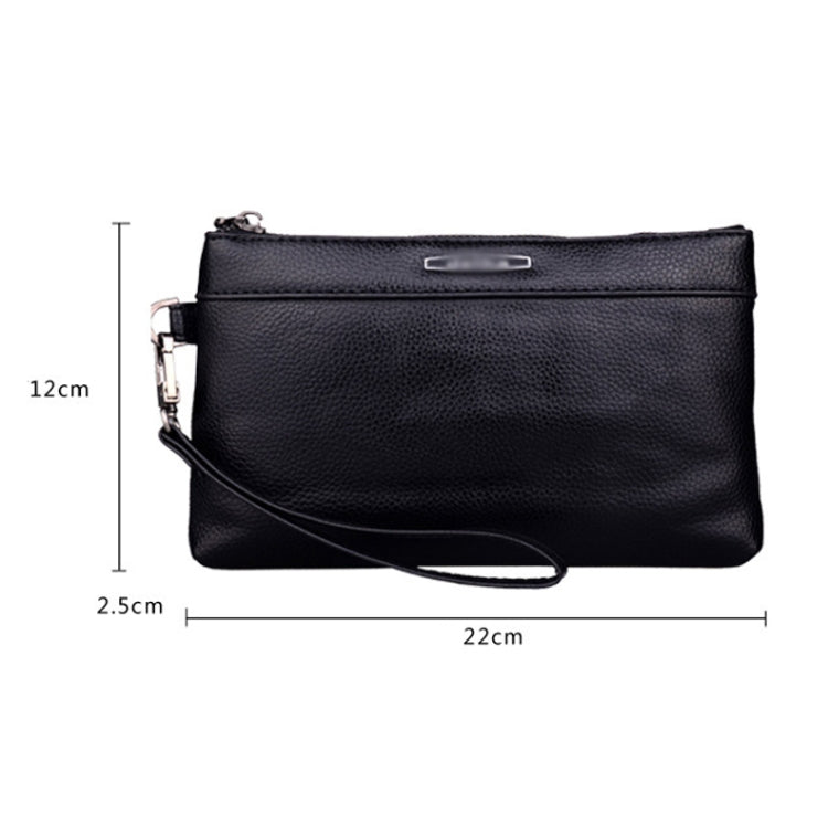 Men Clutch Bag Casual Long Zipper Wallet Large Capacity Handbag(Black)