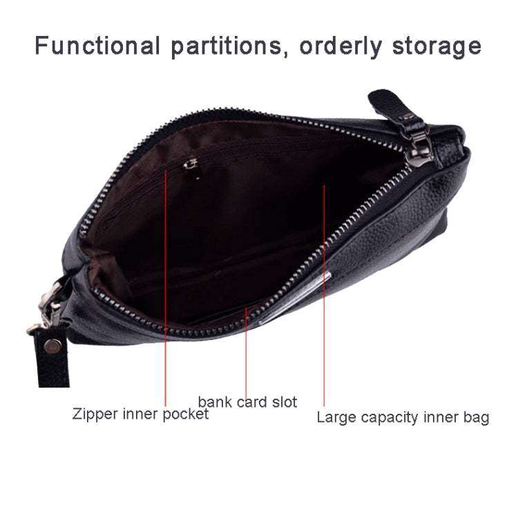 Men Clutch Bag Casual Long Zipper Wallet Large Capacity Handbag(Black)