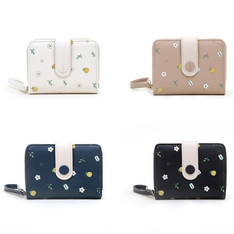 PU Leather Short Wallet Cute Printed Coin Purse(Khaki)