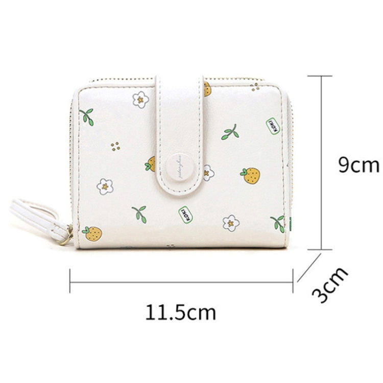 PU Leather Short Wallet Cute Printed Coin Purse(Khaki)