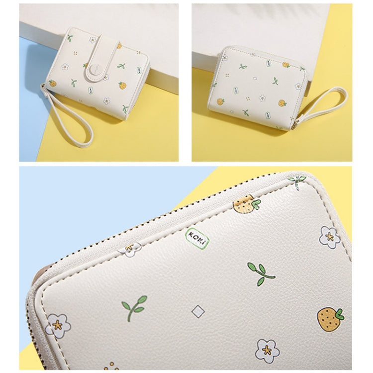 PU Leather Short Wallet Cute Printed Coin Purse(Khaki)