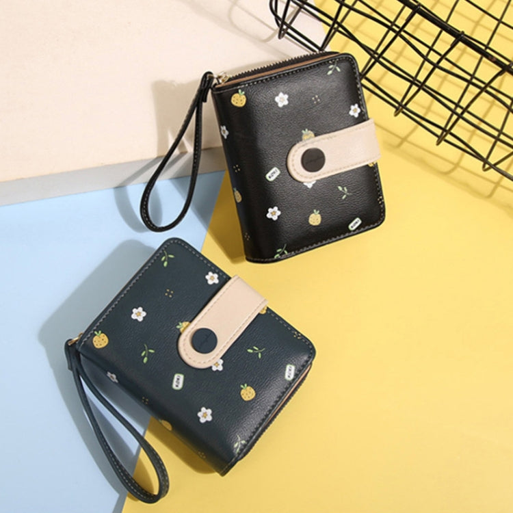PU Leather Short Wallet Cute Printed Coin Purse(Khaki)