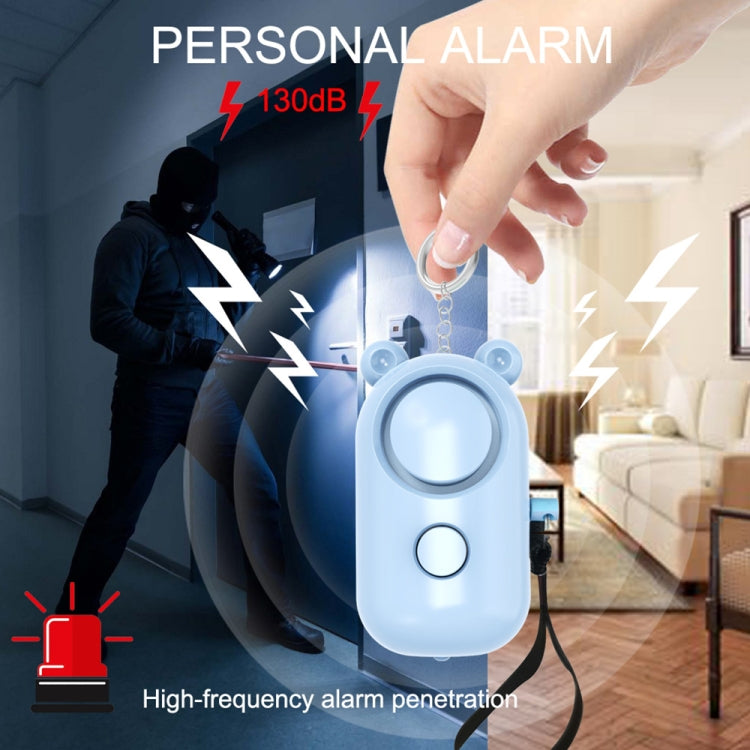 130dB LED Personal Alarm Pull Ring Outdoor Self-defense Products, Specification: Bear Style (Blue)