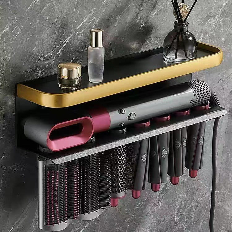 For Dyson Airwrap Wall-Mounted Shelf Storage Rack, Style: A Type Black Gold