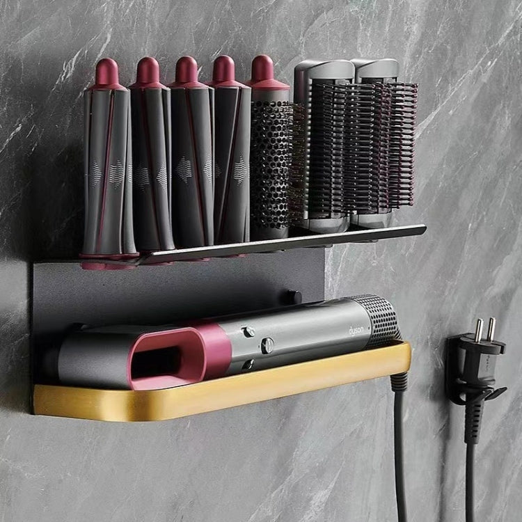 For Dyson Airwrap Wall-Mounted Shelf Storage Rack, Style: B Type Black Gold