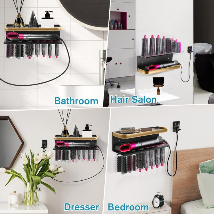 For Dyson Airwrap Wall-Mounted Shelf Storage Rack, Style: B Type Black Gold