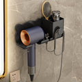 For Dyson Hair Dryer Wall-Mounted Holder Bathroom Shelf Storage Rack, Style: Upgrade Black