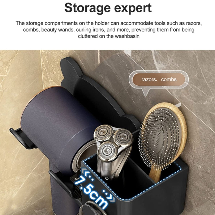 For Dyson Hair Dryer Wall-Mounted Holder Bathroom Shelf Storage Rack, Style: Upgrade Black