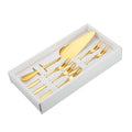 6pcs/set Stainless Steel Cake Knife And Fork Set, Color: Gold With 2-tine Forks