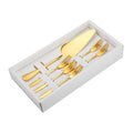 6pcs/set Stainless Steel Cake Knife And Fork Set, Color: Gold With 3-tine Forks