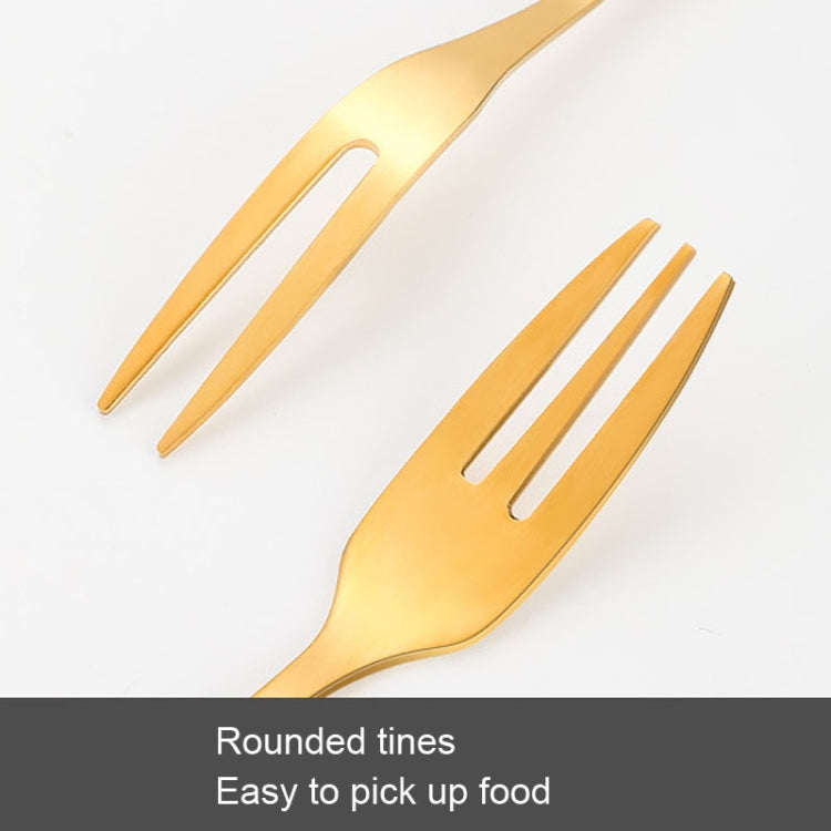 6pcs/set Stainless Steel Cake Knife And Fork Set, Color: Gold With 2-tine Forks