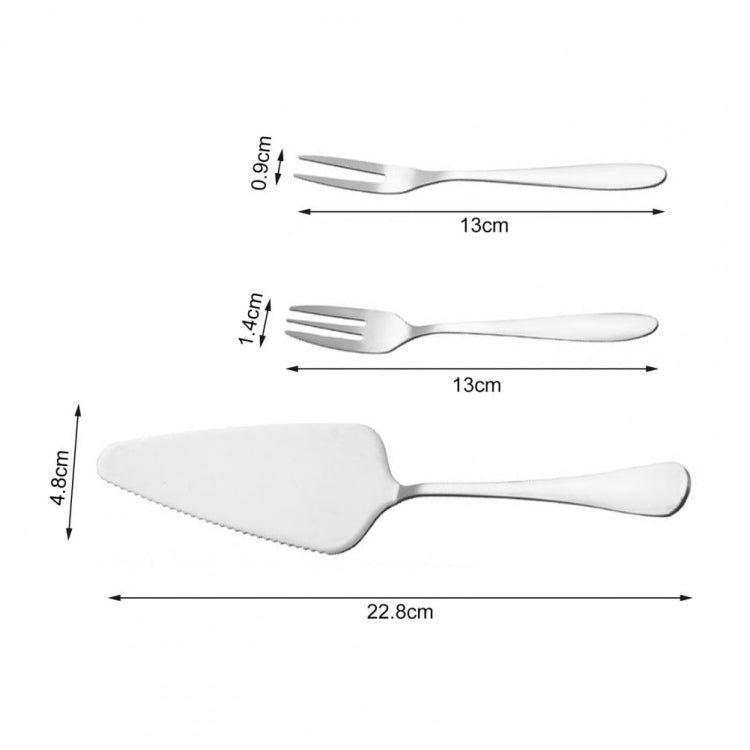 6pcs/set Stainless Steel Cake Knife And Fork Set, Color: Gold With 2-tine Forks