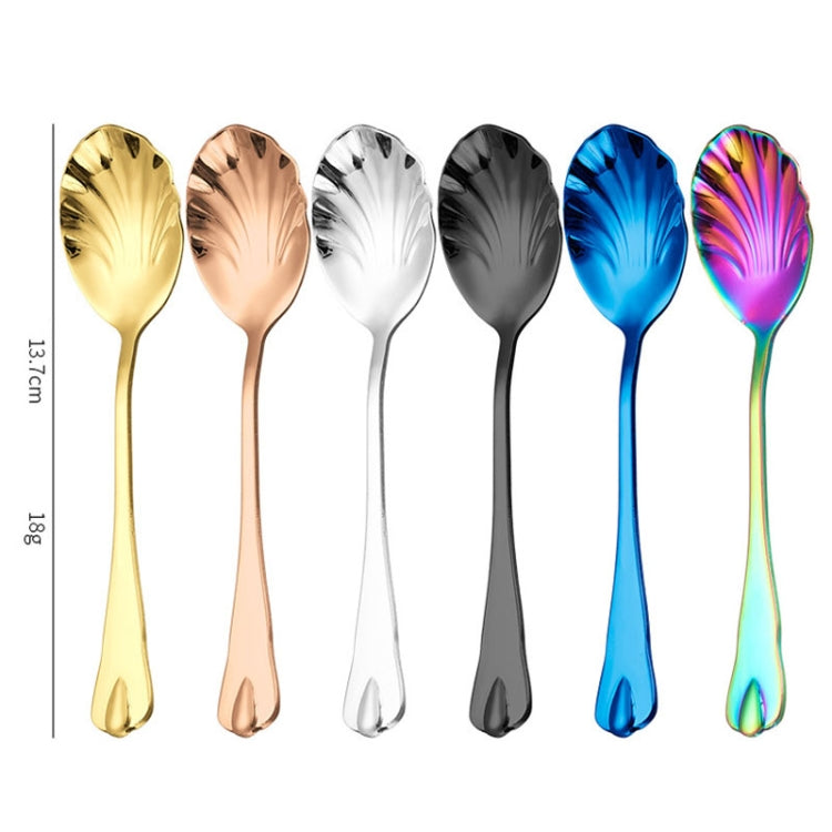 Stainless Steel Water Droplet Shell Spoon Ice Cream Spoon Coffee Mixing Spoon, Color: Stainless Steel Color