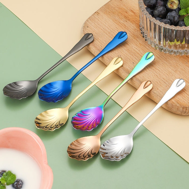Stainless Steel Water Droplet Shell Spoon Ice Cream Spoon Coffee Mixing Spoon, Color: Rose Gold