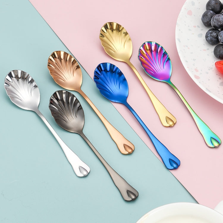 Stainless Steel Water Droplet Shell Spoon Ice Cream Spoon Coffee Mixing Spoon, Color: Colorful