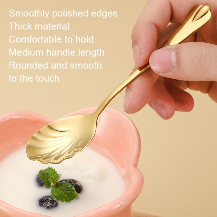 Stainless Steel Water Droplet Shell Spoon Ice Cream Spoon Coffee Mixing Spoon, Color: Colorful