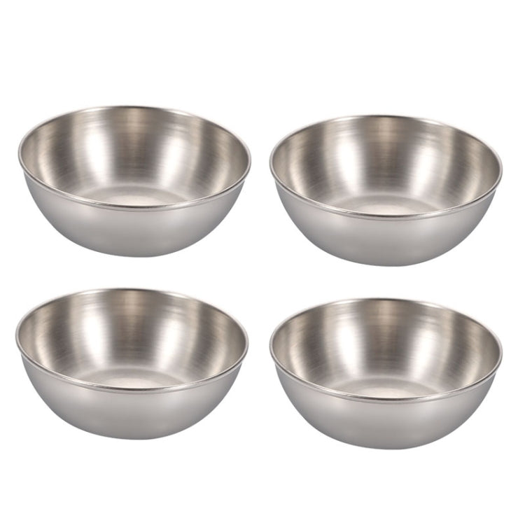 4pcs/set Stainless Steel Circular Dipped Dishes Seasoning Gastric Dish, Color: Stainless Steel Color