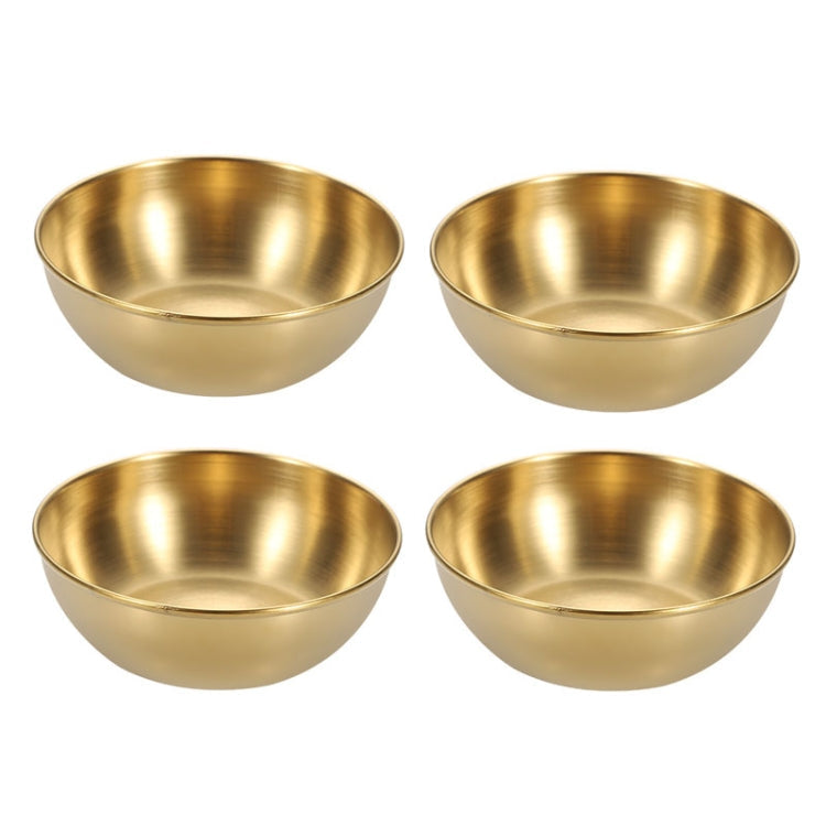 4pcs/set Stainless Steel Circular Dipped Dishes Seasoning Gastric Dish, Color: Gold