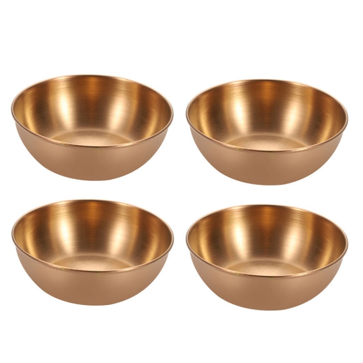 4pcs/set Stainless Steel Circular Dipped Dishes Seasoning Gastric Dish, Color: Rose Gold