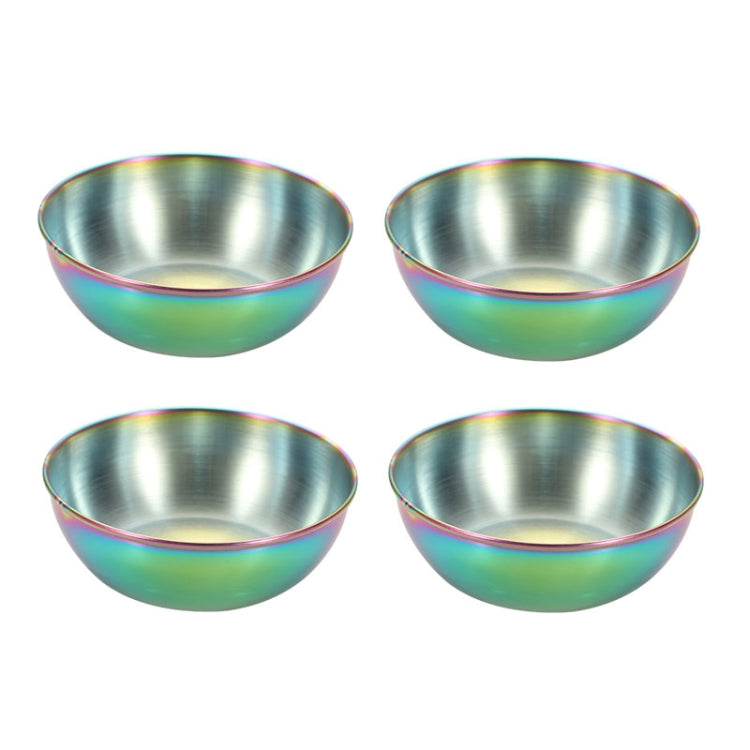 4pcs/set Stainless Steel Circular Dipped Dishes Seasoning Gastric Dish, Color: Colorful